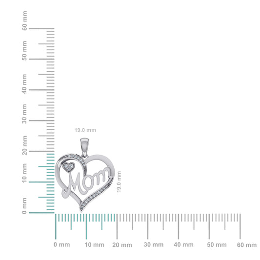 10K white gold mom pendant featuring a heart design and elegant detailing for a thoughtful gift