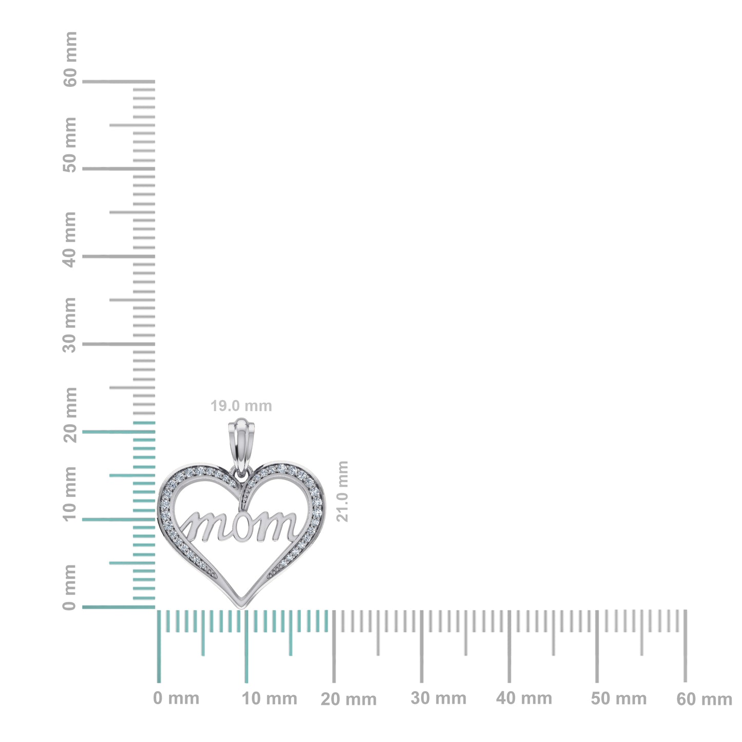 10K White Gold Round Diamond Womens Mom Heart Pendant 1/8 Cttw