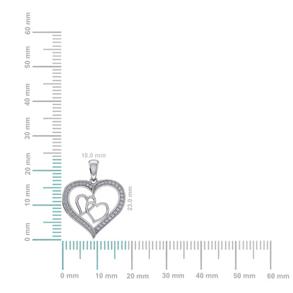 10K white gold double heart diamond pendant featuring elegant interlocking hearts and shimmering diamonds