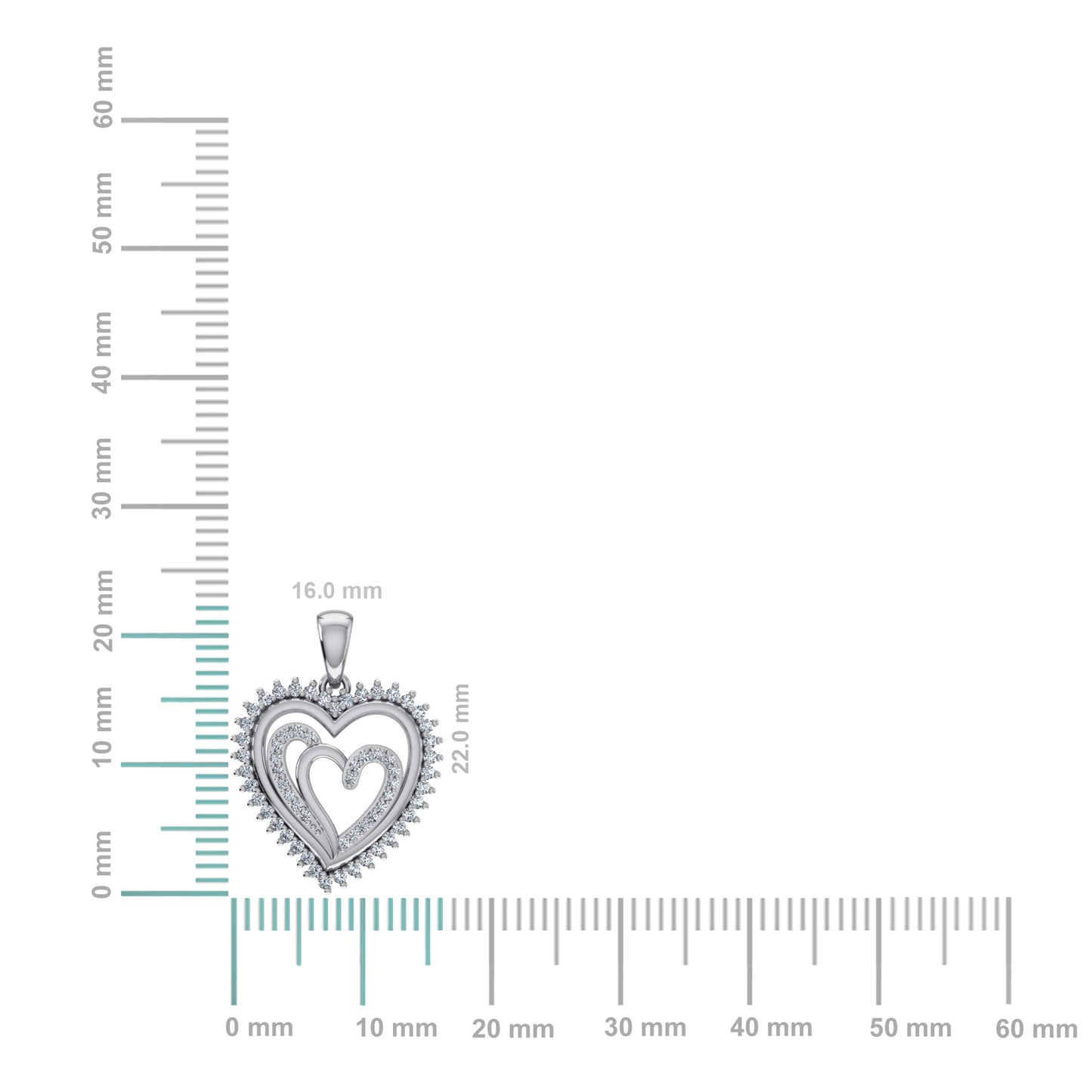 10K White Gold Round Diamond Womens Double Heart Pendant 1/4 Cttw