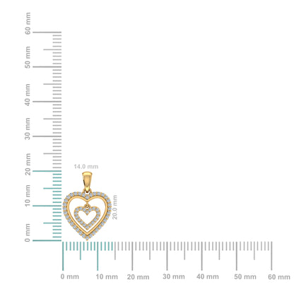 10K yellow gold diamond heart pendant featuring a double heart design adorned with sparkling diamonds