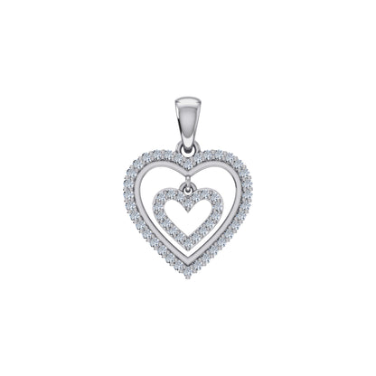 Elegant white gold double heart diamond pendant featuring intricate heart designs and shimmering diamonds