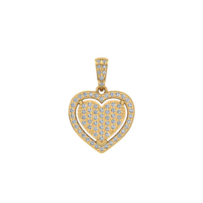 10k yellow gold heart diamond pendant with intricate design and sparkling diamonds set in the heart shape
