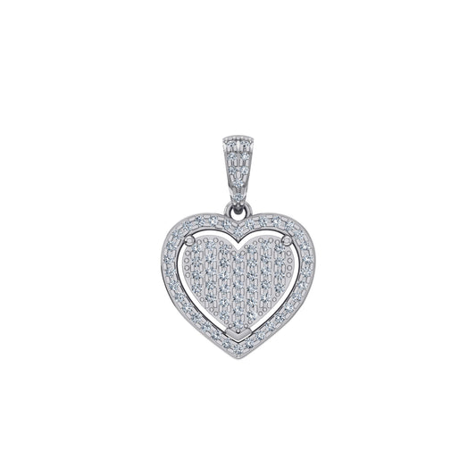10K White Gold Round Diamond Womens Heart Pendant 1/4 Cttw