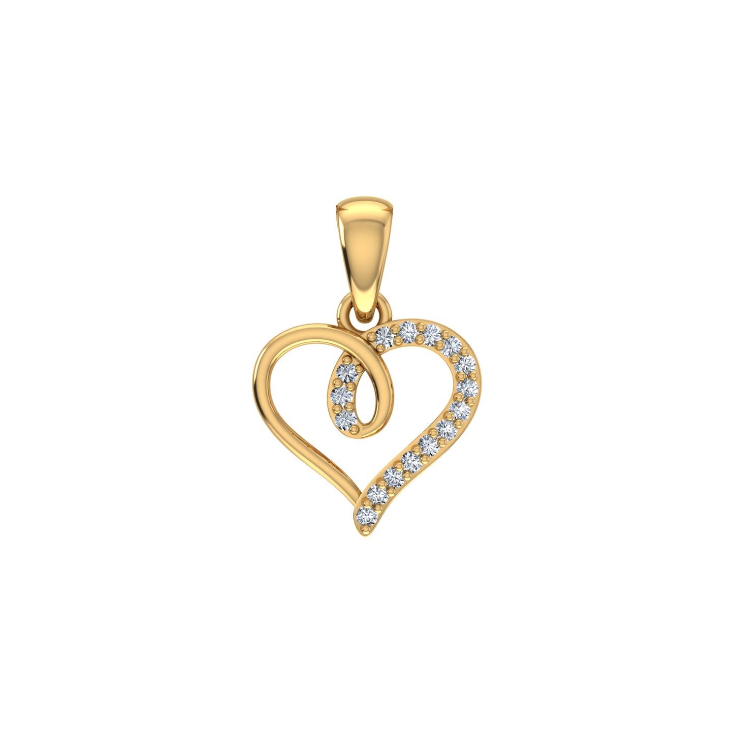 10K Yellow Gold Round Diamond Twisted Heart Pendant 1/25 Cttw