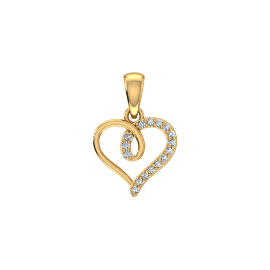 10K Yellow Gold Round Diamond Twisted Heart Pendant 1/25 Cttw