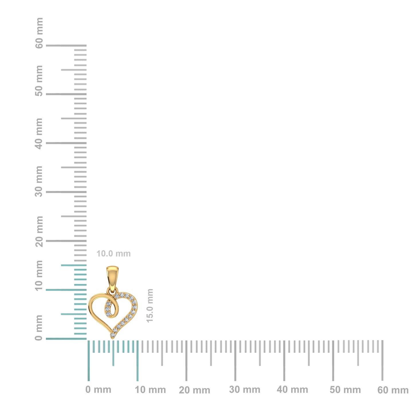 10K Yellow Gold Round Diamond Twisted Heart Pendant 1/25 Cttw