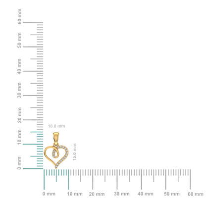 10K Yellow Gold Round Diamond Twisted Heart Pendant 1/25 Cttw