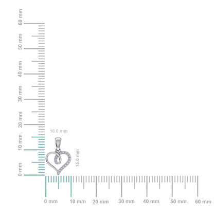 10K white gold heart diamond pendant featuring sparkling accents and a timeless design