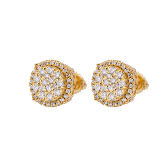 Sterling Silver Moissanite Round Shape Stud Earrings GP 3/4 Cttw