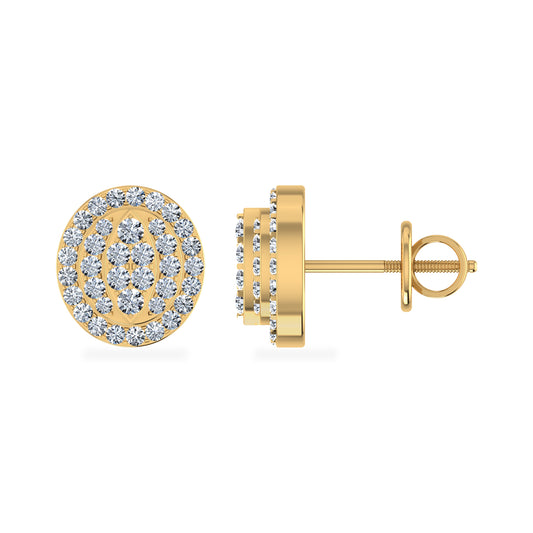 10K Yellow Gold Round Diamond Cluster Round Shape Stud Earrings 1/4 Cttw