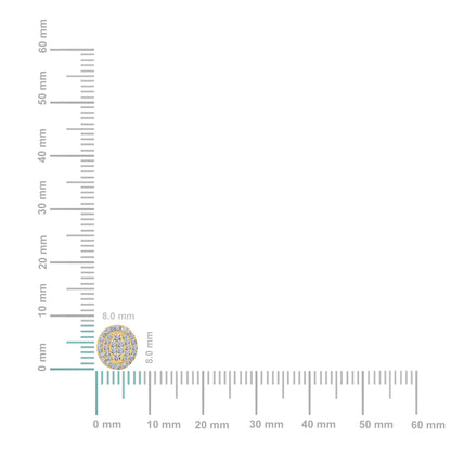 10K yellow gold diamond stud earrings displayed next to a ruler for size reference