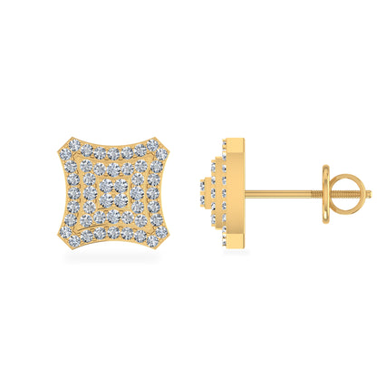 10K yellow gold diamond stud earrings featuring a unique star-shaped design with sparkling diamonds