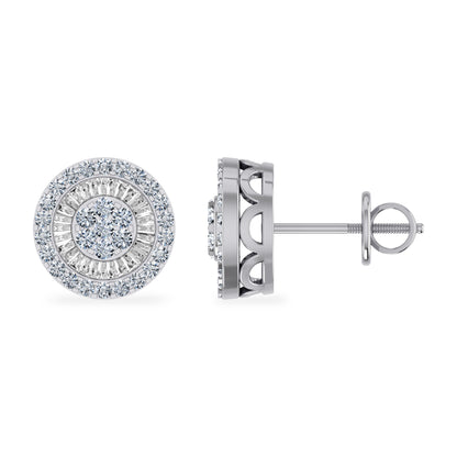 10k white gold diamond stud earrings with a sparkling round design and secure post backing