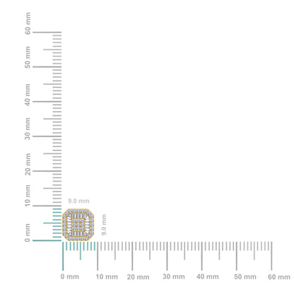 10K Yellow Gold Round Diamond Square Shape Stud Earrings 5/8 Cttw