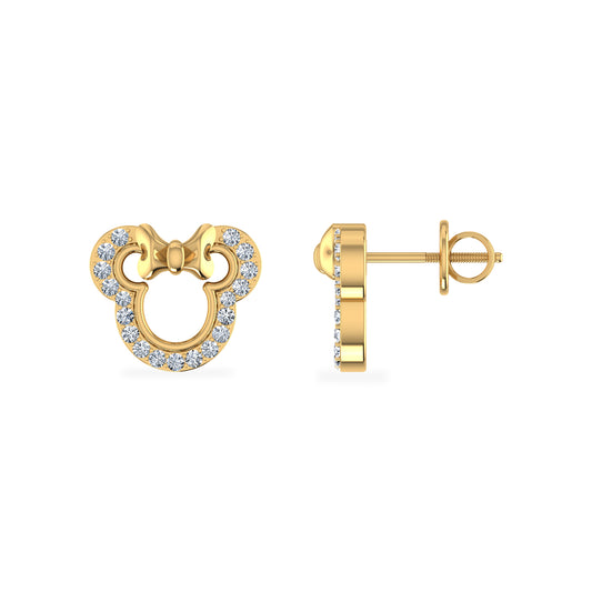 10K Yellow Gold Round Diamond Designer Stud Earrings 1/10 Cttw
