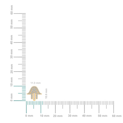 10K yellow gold Hamsa stud earrings with intricate detailing for protection and style