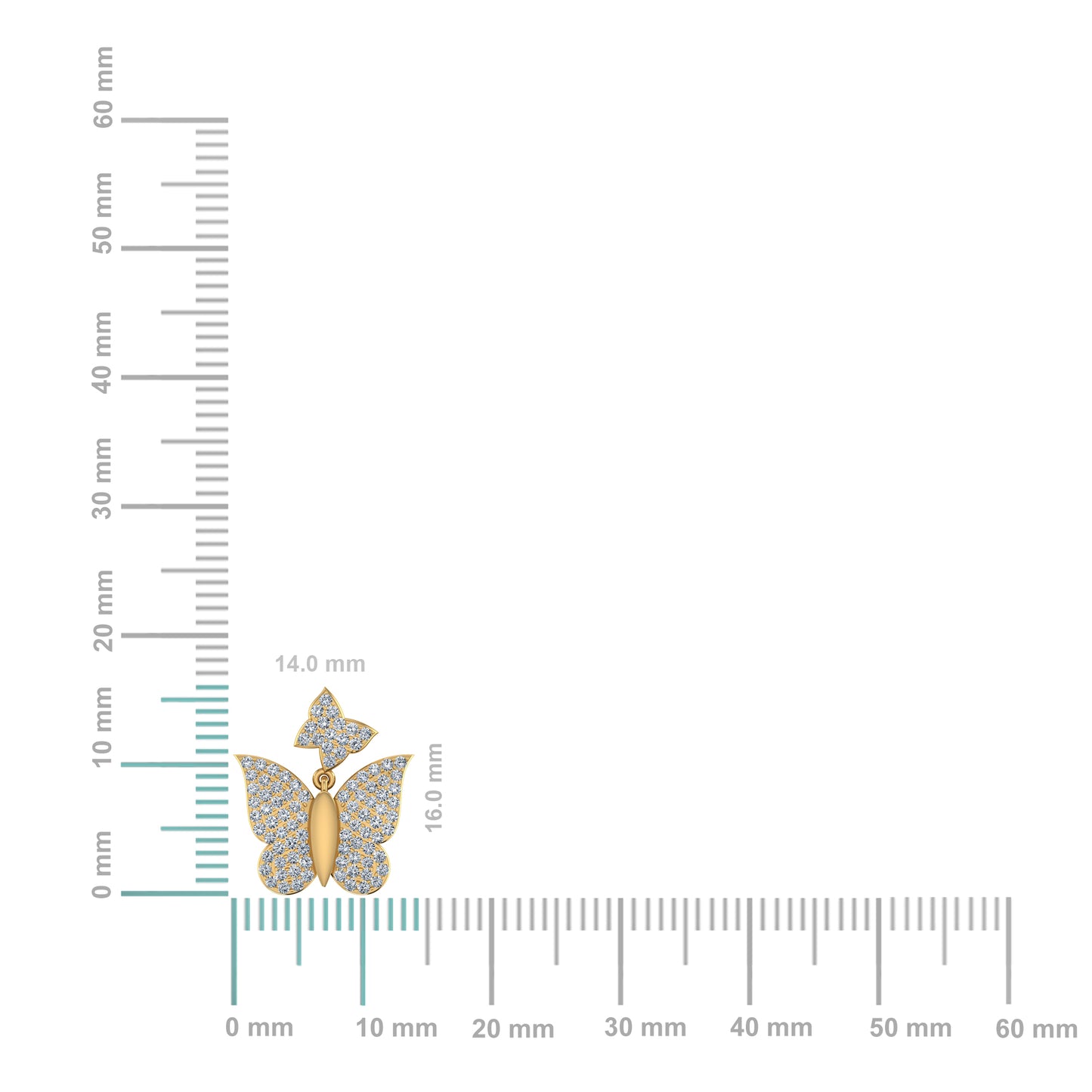10K Yellow Gold Round Diamond Butterfly Stud Earrings 1/2 Cttw
