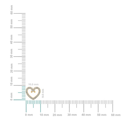 10K yellow gold heart diamond stud earrings with sparkling diamonds in a beautiful heart shape