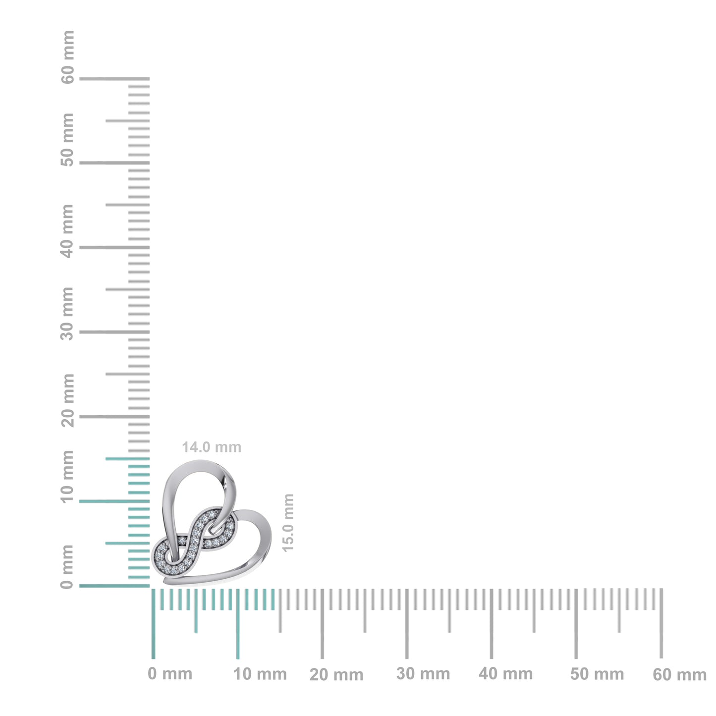 10K White Gold Round Diamond Heart Shape Infinity Twisted Pendant 1/10 Cttw