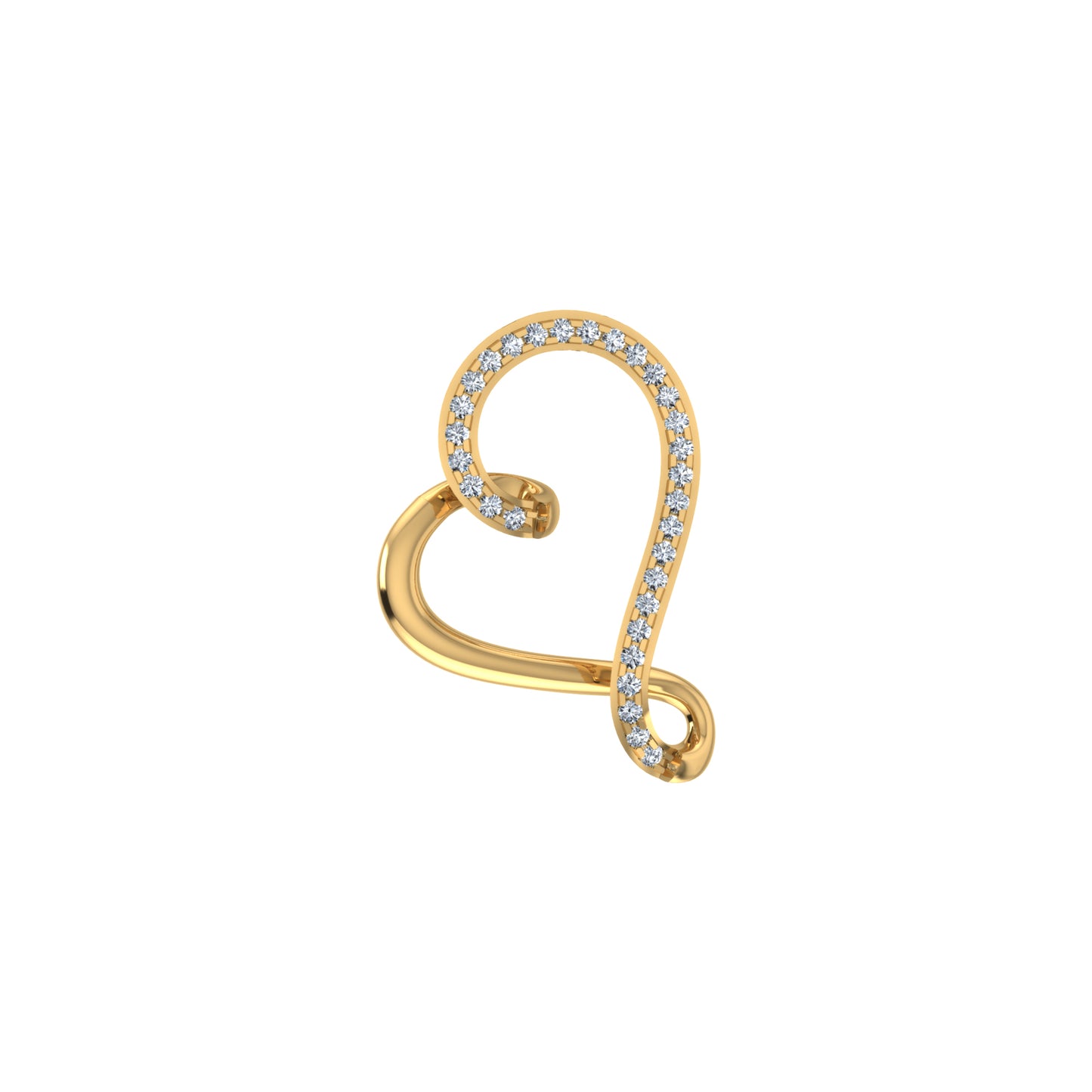 10K Yellow Gold Round Diamond Twisted Heart Shape Pendant 1/20 Cttw