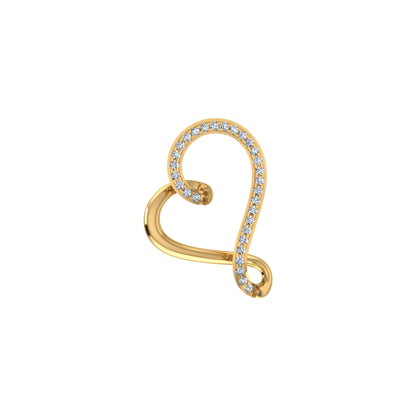 10K Yellow Gold Round Diamond Twisted Heart Shape Pendant 1/20 Cttw