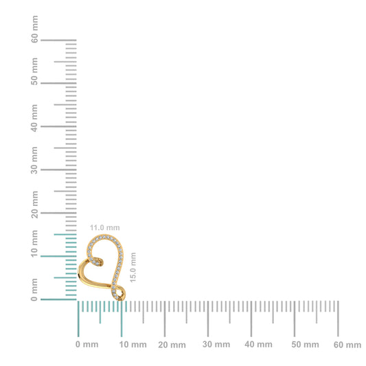 10K Yellow Gold Round Diamond Twisted Heart Shape Pendant 1/20 Cttw