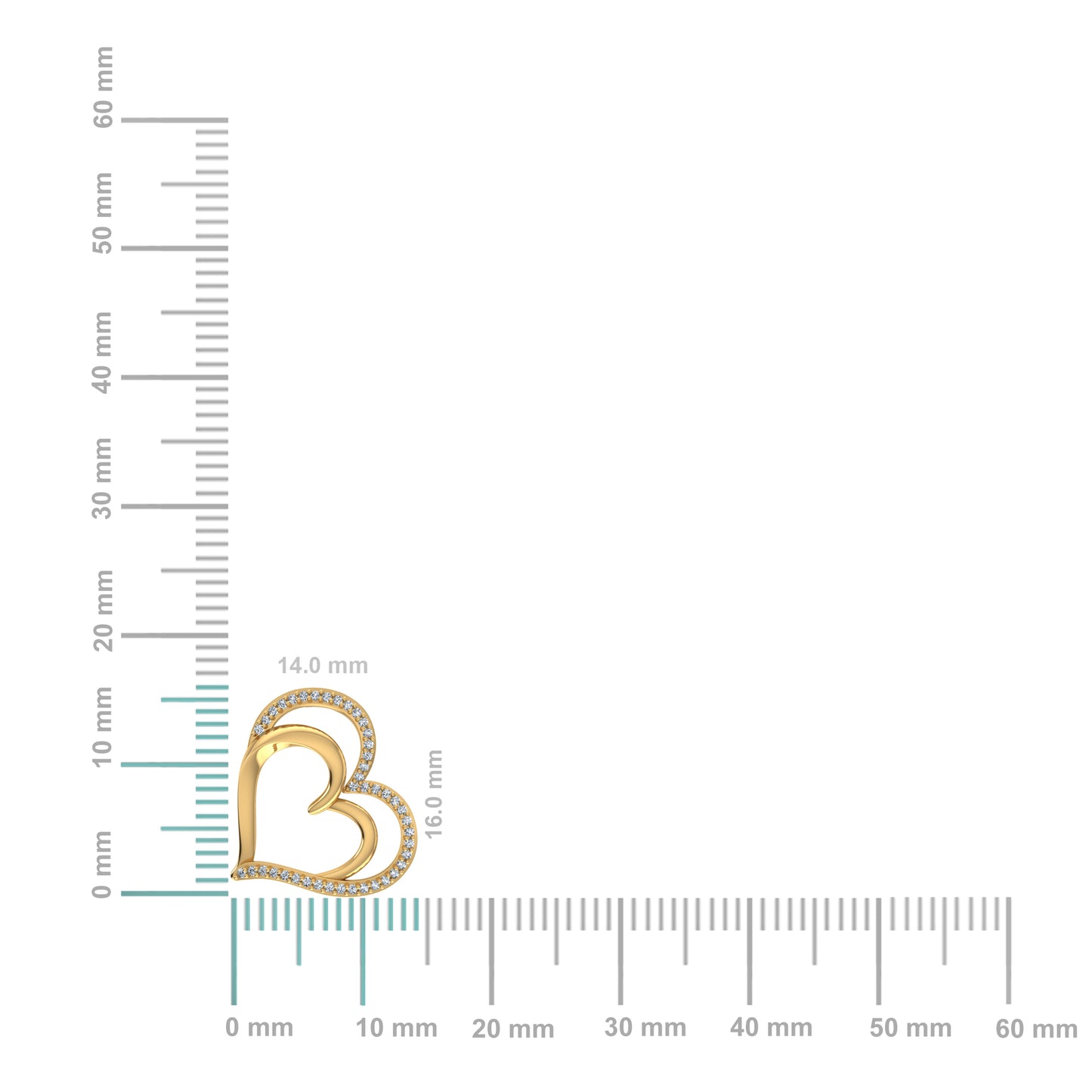 10K Yellow Gold Round Diamond Double Heart Pendant 1/10 Cttw