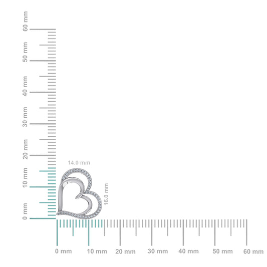 10K White Gold Round Diamond Double Heart Pendant 1/10 Cttw