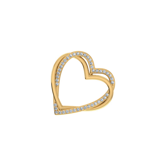 10K Yellow Gold Round Diamond Womens Double Heart Pendant 1/10 Cttw
