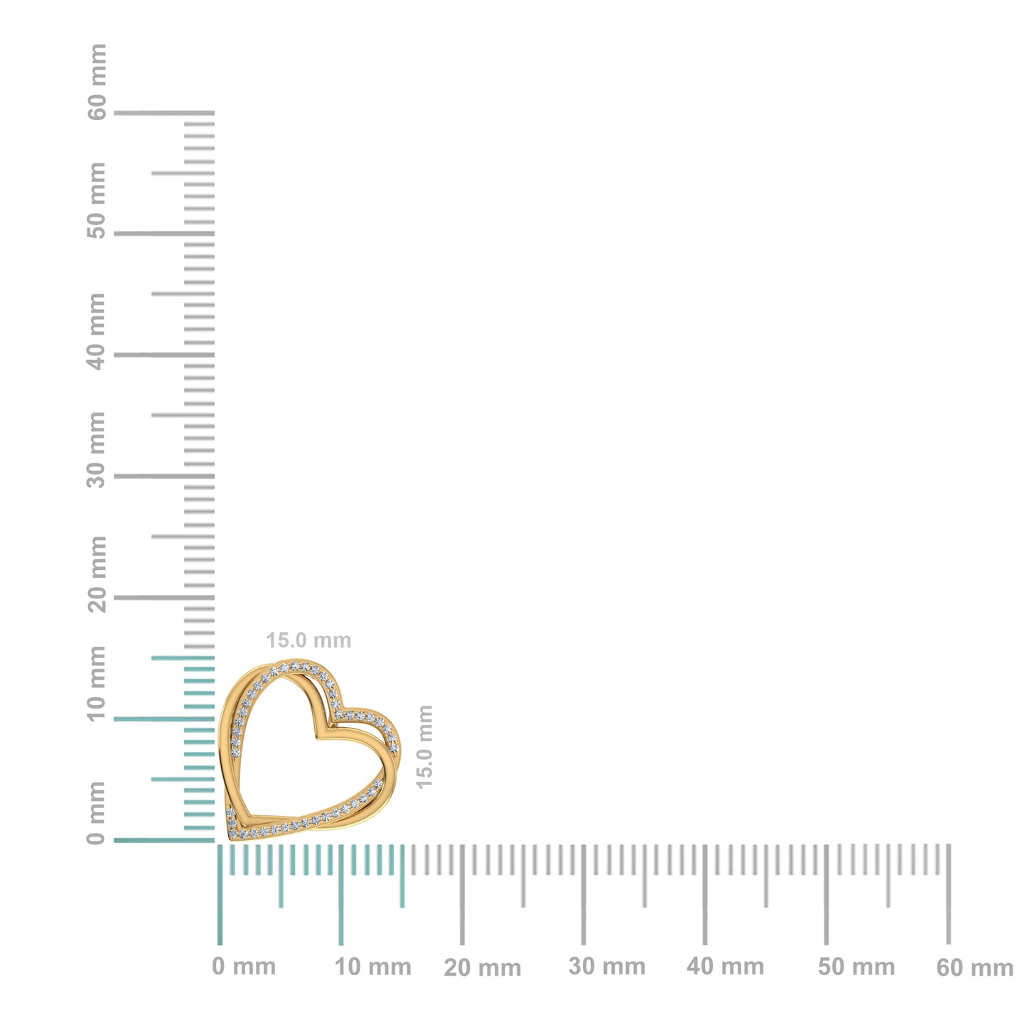 10K Yellow Gold Round Diamond Womens Double Heart Pendant 1/10 Cttw