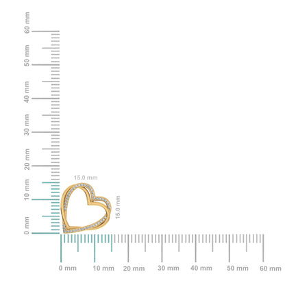 10K Yellow Gold Round Diamond Womens Double Heart Pendant 1/10 Cttw