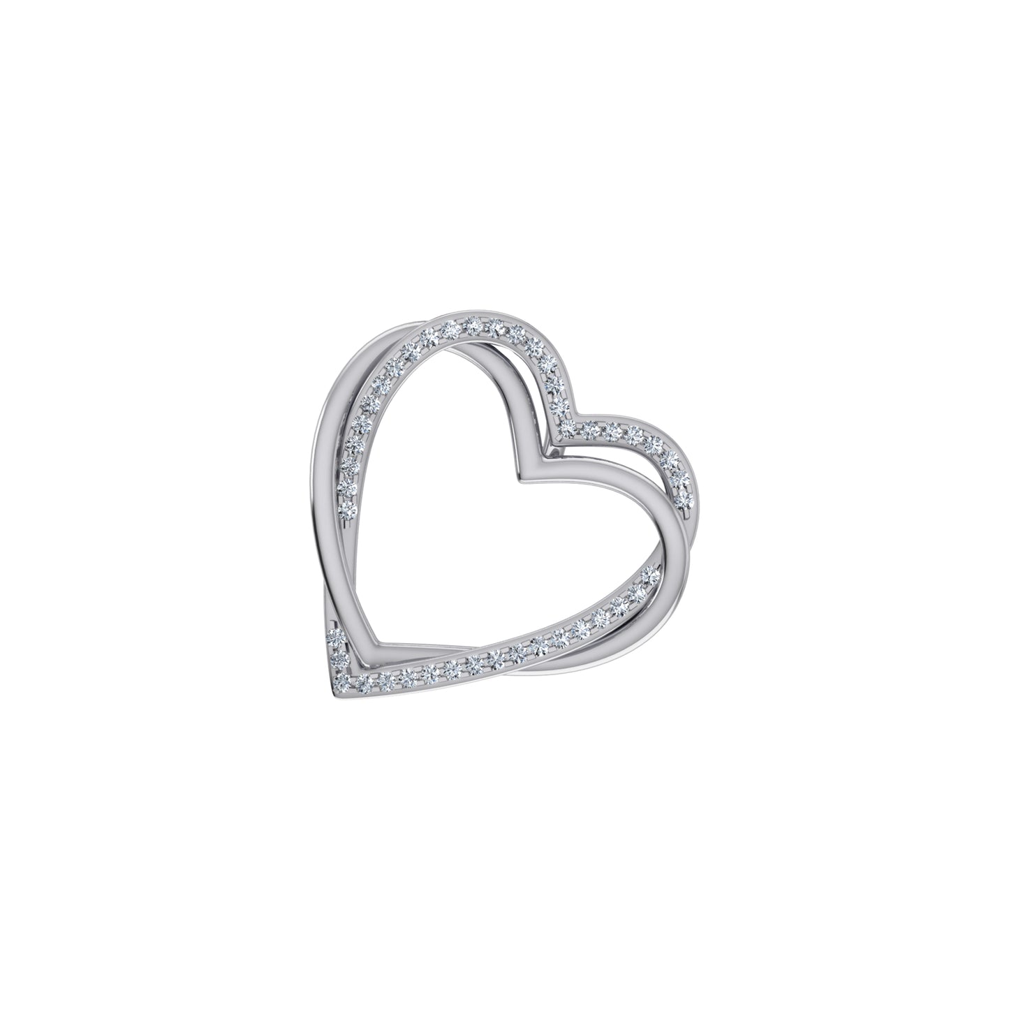 10K White Gold Round Diamond Womens Double Heart Pendant 1/10 Cttw