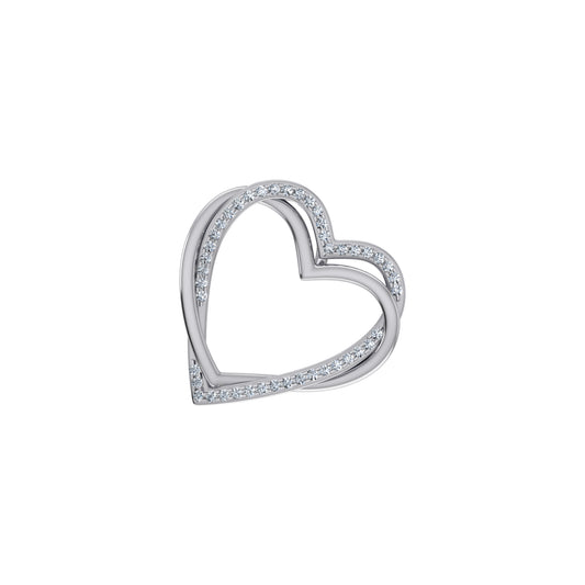 10K White Gold Round Diamond Womens Double Heart Pendant 1/10 Cttw