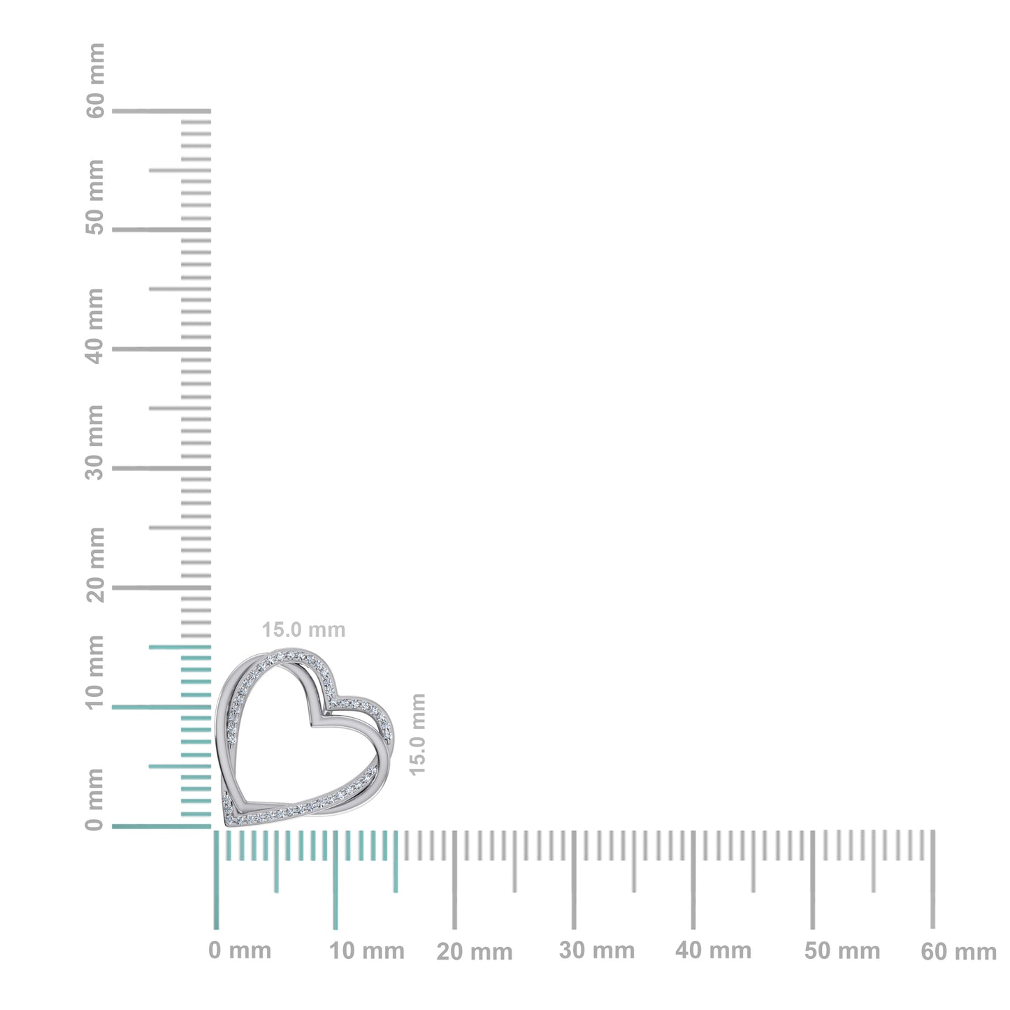 10K White Gold Round Diamond Womens Double Heart Pendant 1/10 Cttw