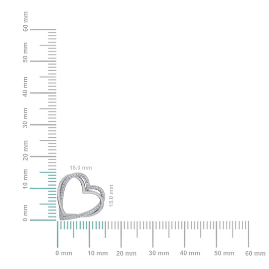 10K White Gold Round Diamond Womens Double Heart Pendant 1/10 Cttw