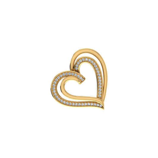 10K Yellow Gold Round Diamond Double Womens Heart Pendant 1/10 Cttw