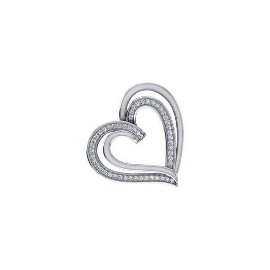 10K White Gold Round Diamond Double Womens Heart Pendant 1/10 Cttw