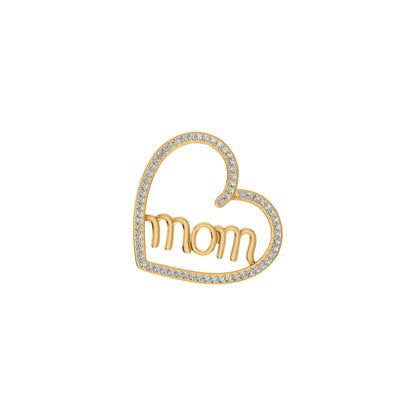 10K yellow gold mom heart pendant with sparkling accents for a heartfelt gift