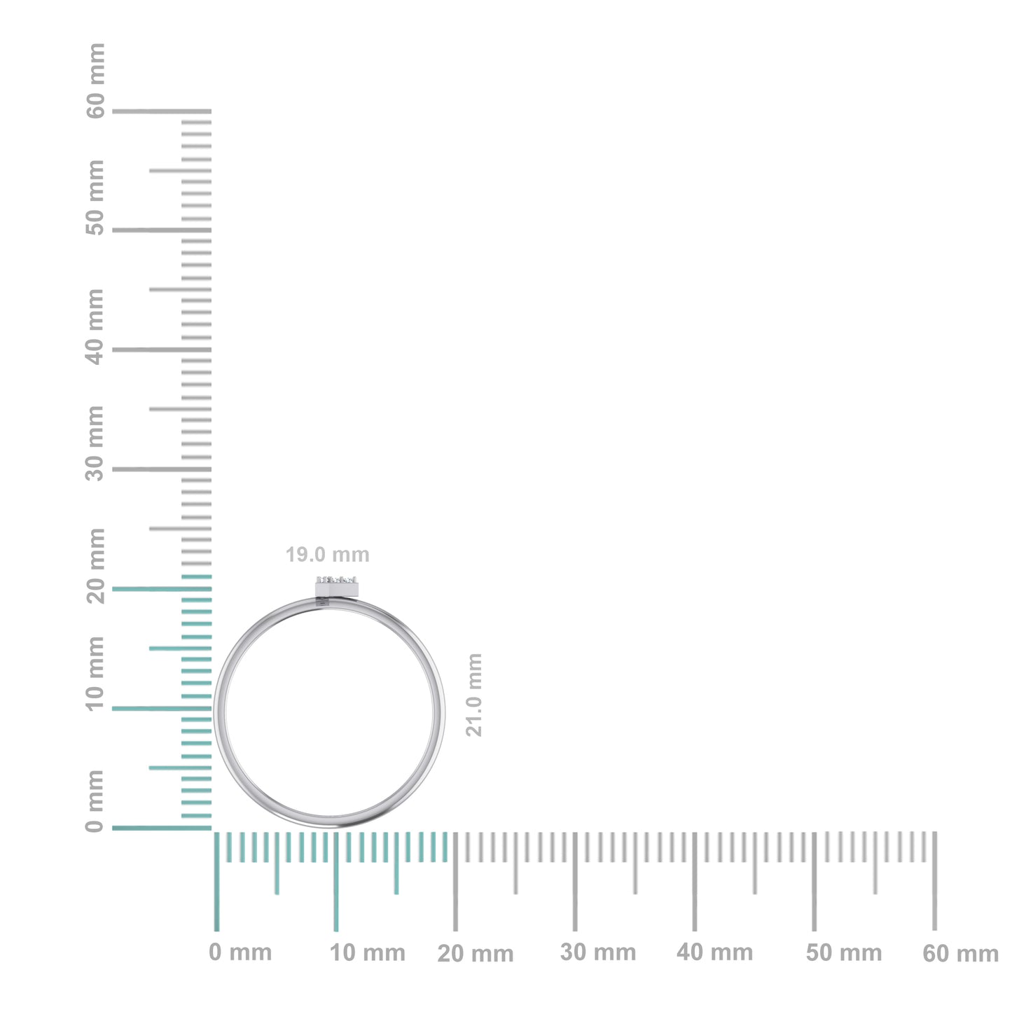 10K White Gold Womens Round Diamond F Initial Letter Ring 1/25 Cttw