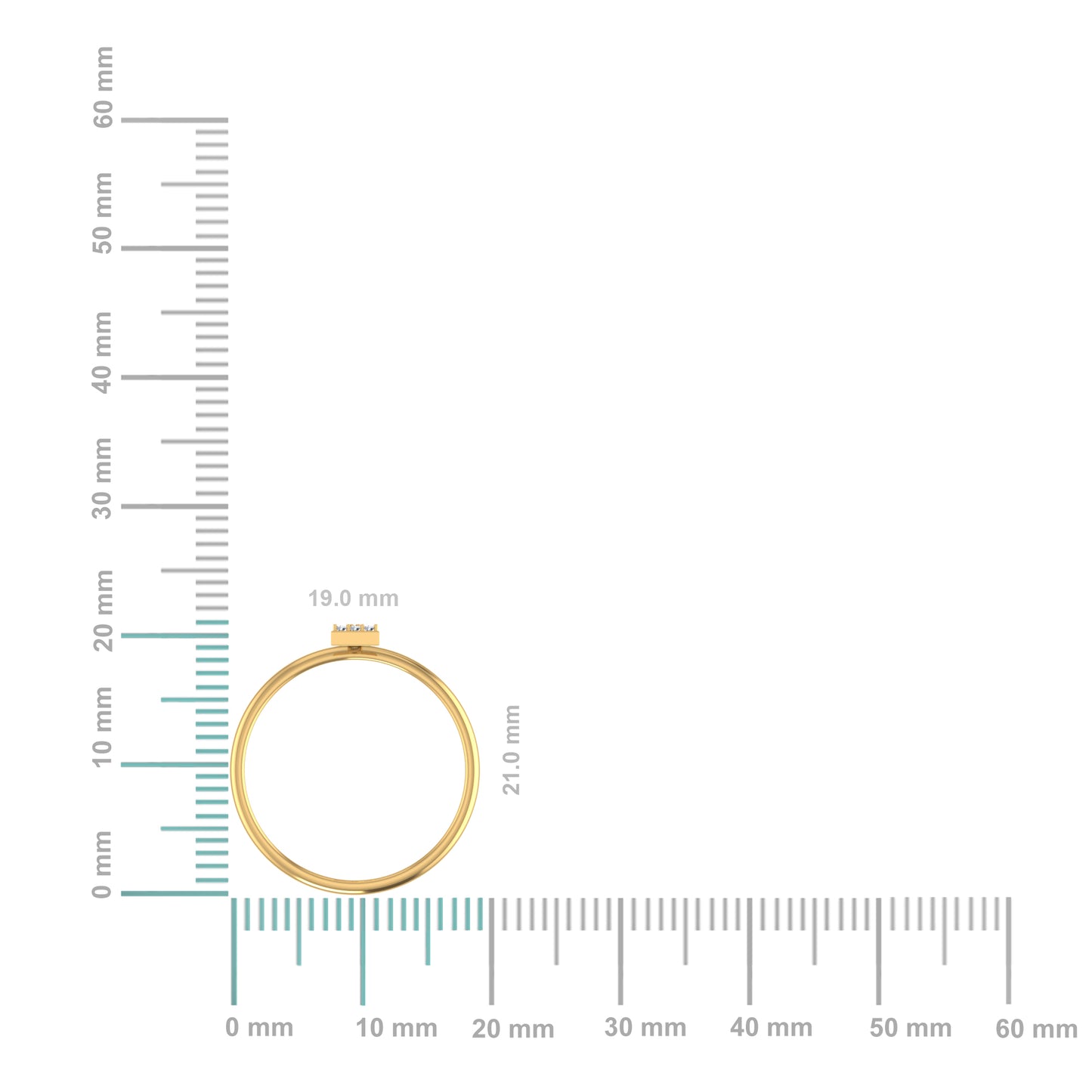 10K Yellow Gold Womens Round Diamond I Initial Letter Ring 1/25 Cttw