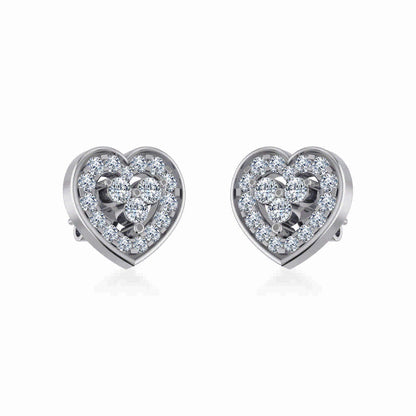 10K white gold heart diamond earrings featuring a sparkling design with intricate details