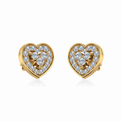 10K yellow gold heart diamond earrings featuring a sparkling heart design with diamonds
