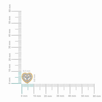 10K Yellow Gold Womens Round Diamond Heart Cluster Earrings 3/8 Cttw