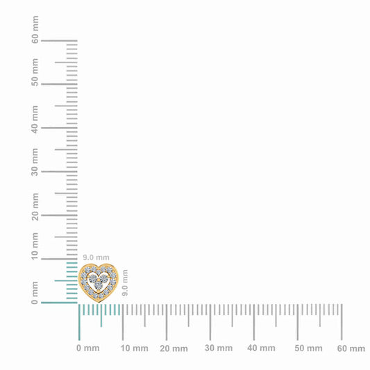 10K Yellow Gold Womens Round Diamond Heart Cluster Earrings 3/8 Cttw