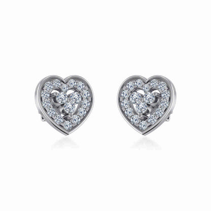 10K white gold heart diamond earrings featuring sparkling round diamonds in a romantic design
