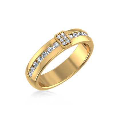 14K Yellow Gold Round Diamond Prong Set Designer Couple Band 3/8 Cttw with Elegant Design and Sparkling Diamonds