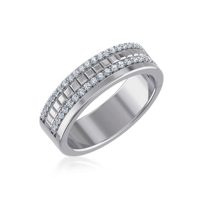 14K white gold diamond couple band featuring elegant and modern design with sparkling diamonds