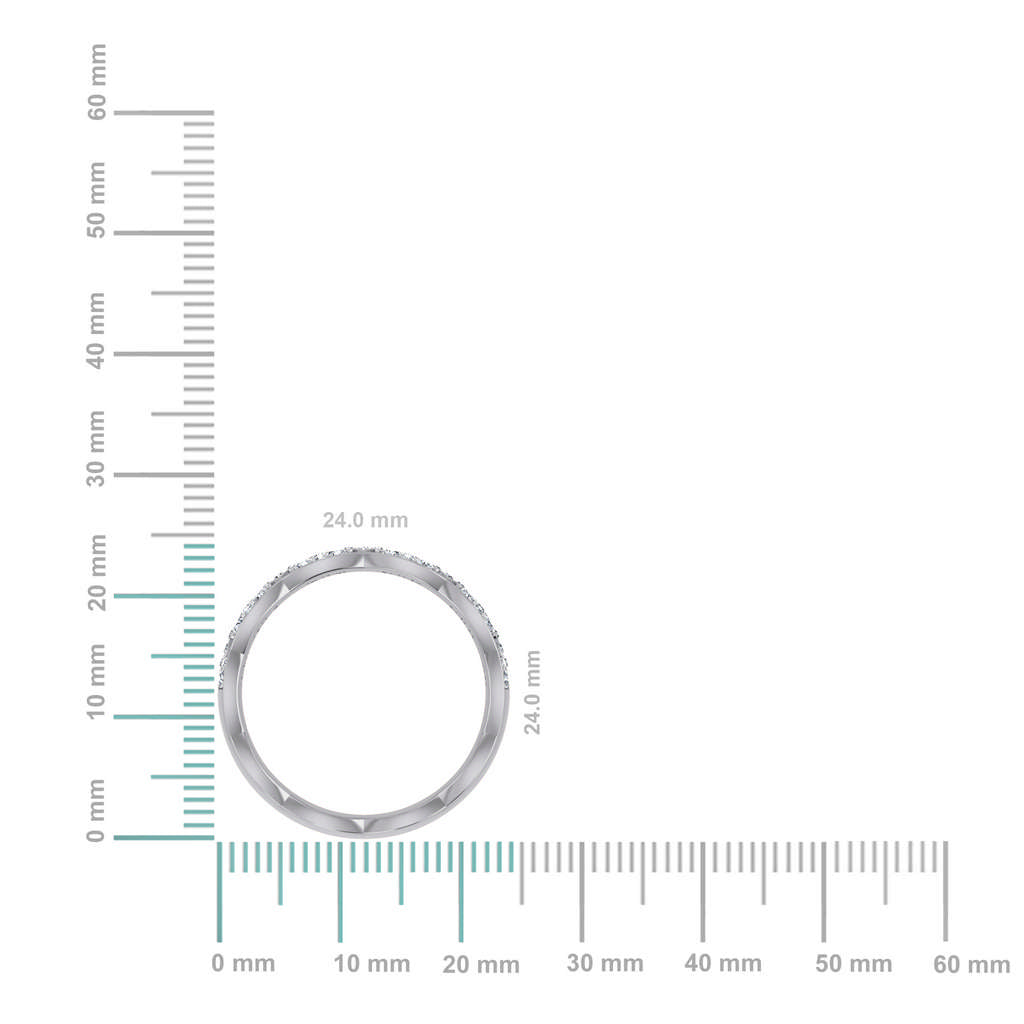 14K White Gold Round Diamond Prong Set Designer Couple Band 5/8 Cttw