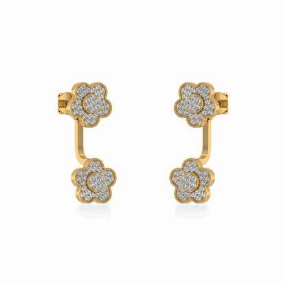 10K yellow gold diamond floral earrings with shimmering flower designs for elegant style